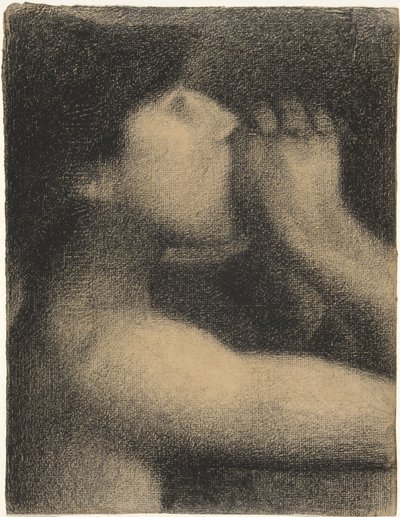 Echo、Study for &39;Bathers at Asnieres&39;、1883-4（紙の上のクレヨン） 作： Georges Seurat
